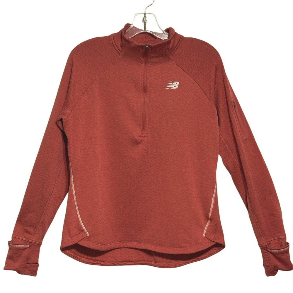 New Balance NB Heat 1/2 Zip Running Pullover Women Terracotta Mitten Cuff Fall M